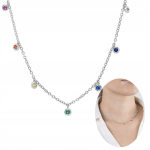 NASZYJNIK choker kolorowe kamienie srebro 925
