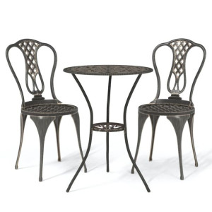 3-cz. zestaw mebli bistro ze stopu aluminium, brąz