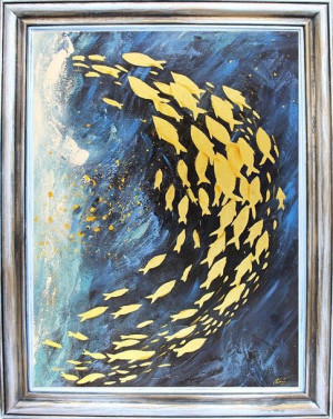 Obraz olejny ręcznie malowany 103x73 cm Abstrakcja