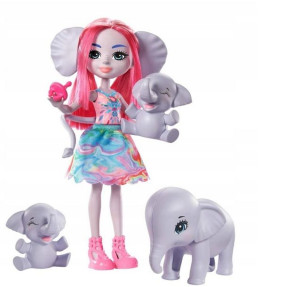 Enchantimals Zestaw Lalka Esmeralda Słoń + Słonie