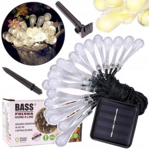Girlanda Ogrodowa Lampki Solarne Krople 30 Led 7m