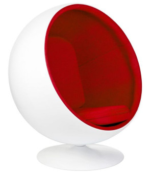 Fotel BALL biało-czerwony