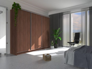 Szafa przesuwna z szufladami 200x215x56 cm Kasztan wenge