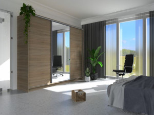 Szafa przesuwna z lustrem z szufladami 250x210x56 cm Trufel