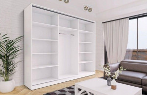 Szafa przesuwna z lustrem bez szuflad 250x210x56 cm Biały
