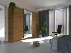 Szafa przesuwna z lustrem bez szuflad 250x210x56 cm Lefkas