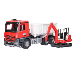 Bruder 03624 Mercedes Arocs Z Wysuwanym Kontenerem I Mini Ładowarką Schaeff
