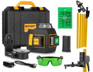 Smart365 Laser Krzyżowy Zielony 360 40m + Tyczka