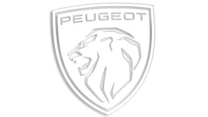 Wycinana naklejka PEUGEOT nowe logo biała