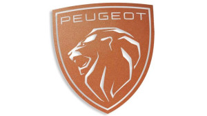 Wycinana naklejka PEUGEOT nowe logo miedziana