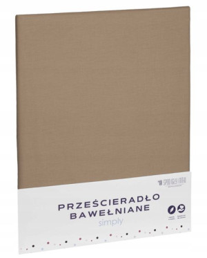 Beżowe Prześcieradło Bawełna Bez Gumki 140x200