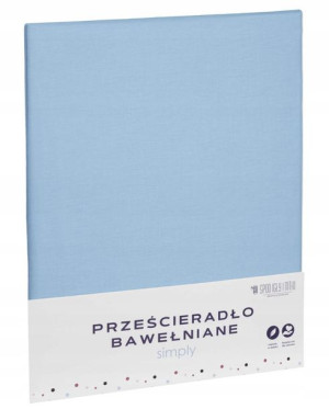 Błękitne Prześcieradło Bawełna Bez Gumki 140x200