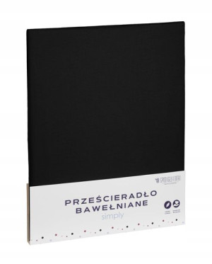 Czarne Prześcieradło Bawełniane Bez Gumki 200x220