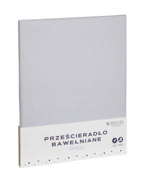 Szare Prześcieradło Bawełniane Bez Gumk 180x200