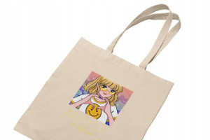 Torba Bawełnian Anime Aesthetic Czarna Damska Kpop