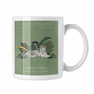 Kubek Tygrys Tropical Wzór Prezent Kwiaty Vibes
