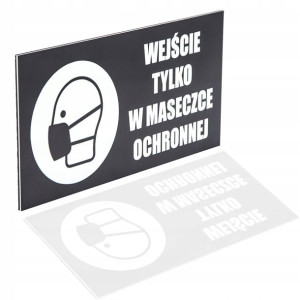 Tabliczka Aluminium 20x10 Wejście Maseczka Ochrona
