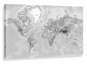 Obraz Mapa Świata 100x70 Polskie Nazwy Black