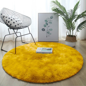 Dywan Plusz Pluszowy Mięciutki Dywan Plusz Okrągły 120cm – Żółty