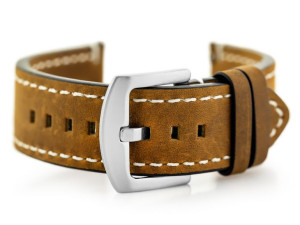 Pasek skórzany do zegarka W72 - ciemny brąz - 22mm