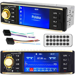 Radio Samochodowe 1 Din Złoty Panel Ekran 4,1" Mp3 Sd Usb Bluetooth
