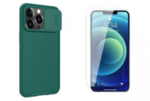 Etui Nillkin CamShield Pro zielony z osłoną na aparat kamerę + Szkło Ochron