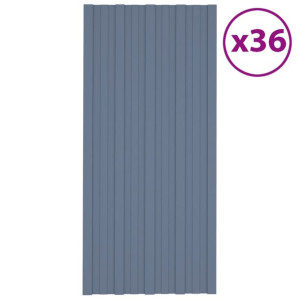 Panele dachowe, 36 szt., stal galwanizowana, szare, 100x45 cm