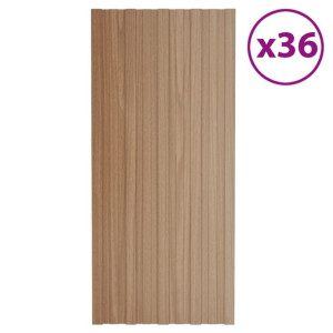 Panele dachowe, 36 szt., stal, kolor jasnego drewna, 100x45 cm