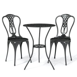 3-cz. zestaw mebli bistro ze stopu aluminium, czarny