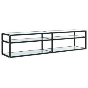 Szafka pod TV, biały marmur, 180x40x40,5 cm, szkło hartowane