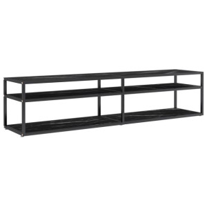 Szafka pod TV, czarny marmur, 180x40x40,5 cm, szkło hartowane