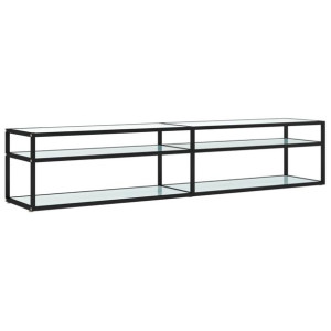 Szafka pod TV, biały marmur, 220x40x40,5 cm, szkło hartowane