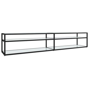 Szafka pod TV, biały marmur, 220x40x40,5 cm, szkło hartowane