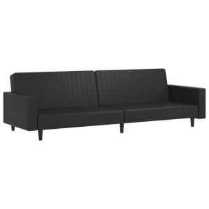 2-osobowa sofa, czarna, sztuczna skóra