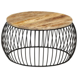 Stolik kawowy, Ø68 cm, surowe drewno mango