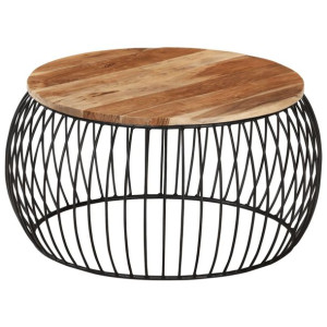Stolik kawowy,  Ø68 cm, lite drewno akacjowe