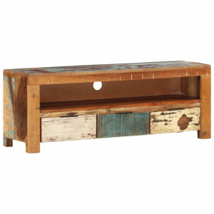 Szafka pod telewizor, 110x30x40 cm, lite drewno z odzysku
