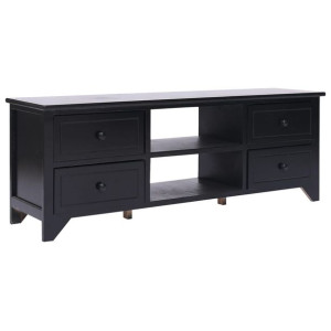 Szafka pod TV, czarna,108x30x40 cm, drewno paulownia