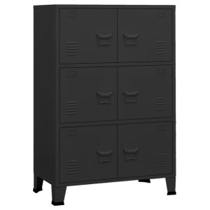 Industrialna szafka kartotekowa, czarna, 75x40x115 cm, metal
