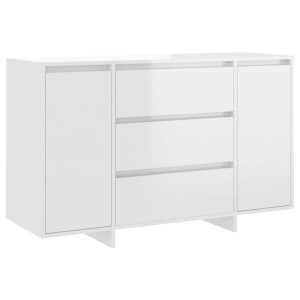 Komoda z 3 szufladami, biała na wysoki połysk, 120x41x75 cm