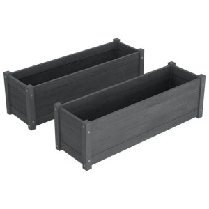 Donice ogrodowe, 2 szt., szare, 100x31x31 cm, drewno sosnowe