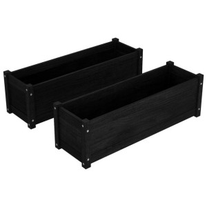 Donice ogrodowe, 2 szt., czarne, 100x31x31 cm, drewno sosnowe