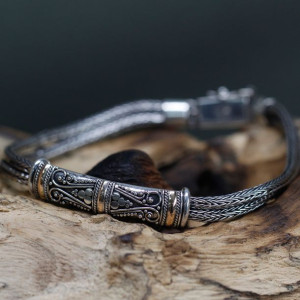 Srebrne & Złote Bransoletka - Unisex Twin Chain