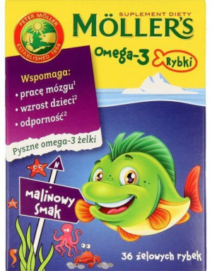 Mollers Omega-3 Rybki 36 Tran Norweski Malinowe