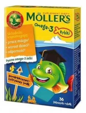 Mollers Omega-3 Rybki Żelki Smak Pomarańczowy 36