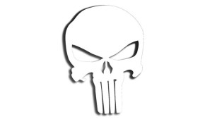 Wycinana naklejka PUNISHER czaszka biała