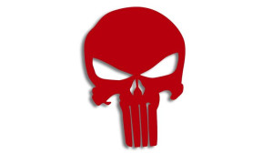 Wycinana naklejka PUNISHER czaszka czerwona