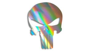 Wycinana naklejka PUNISHER czaszka holograficzna