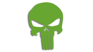 Wycinana naklejka PUNISHER czaszka jasny zielony