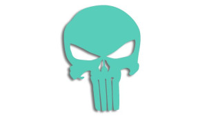 Wycinana naklejka PUNISHER czaszka miętowa